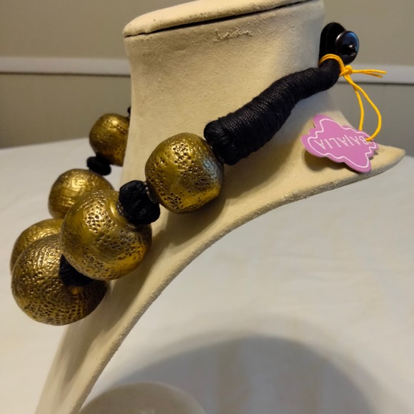 Iris Apfel & Bajalia Silver Tone Metal HUGE Round Bead Chunky Statement Necklace - Picture 6 of 10